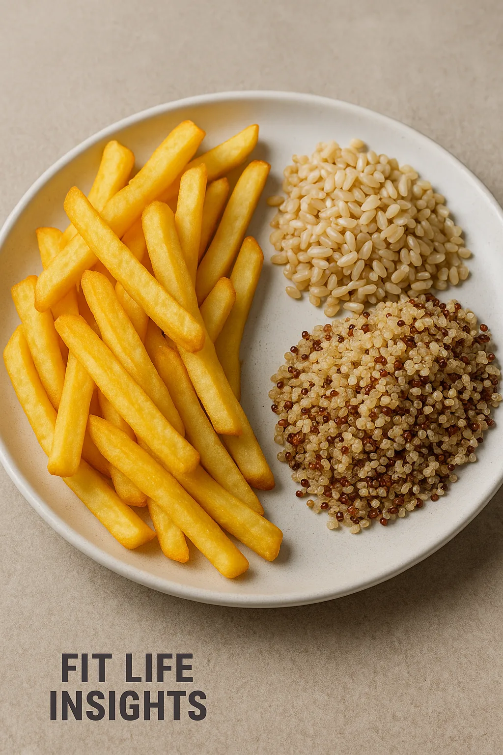 Comparison of French Fries and healthier whole-grain alternatives illustrating diabetes risk differences